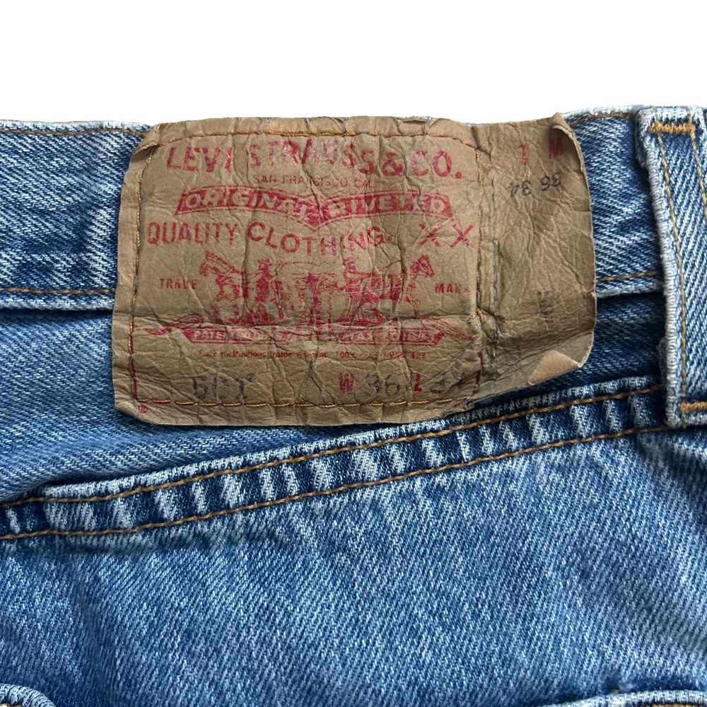 Vintage 90s Levis 501 Blue Button fly Denim Jeans 36x34 - Picture 5 of 5